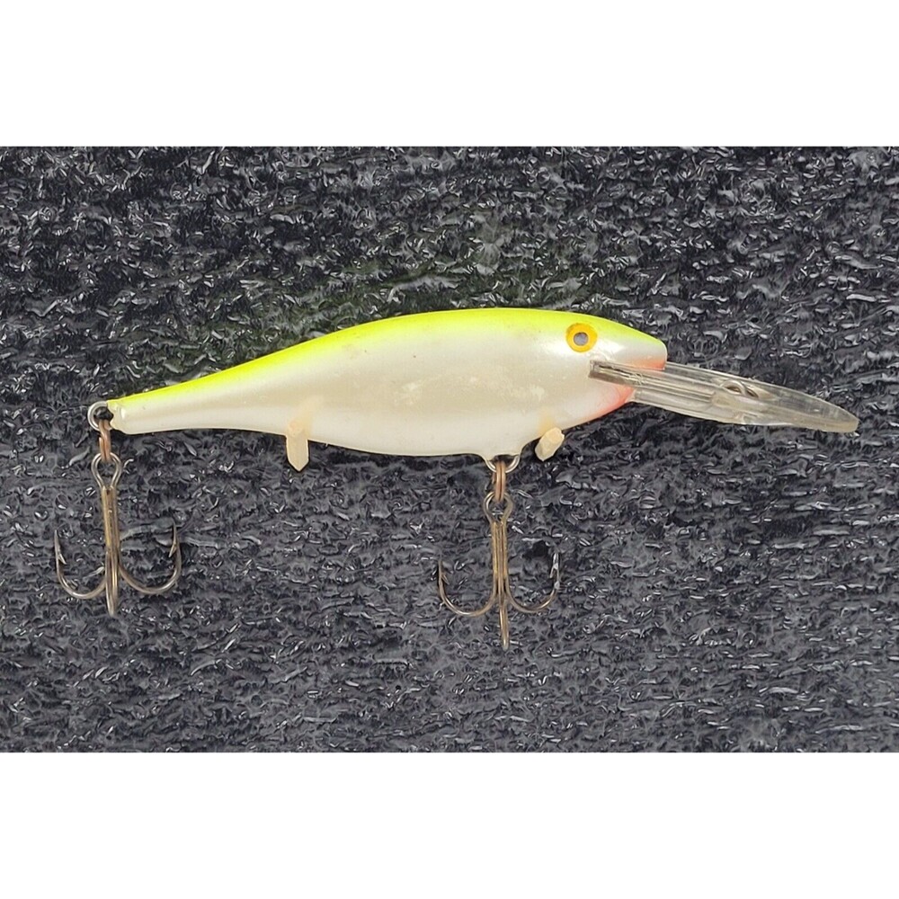Vintage Rapala Shad Rap SR-8 FC Flour/Char 3 1/8" Deep Crankbait Lure Finland